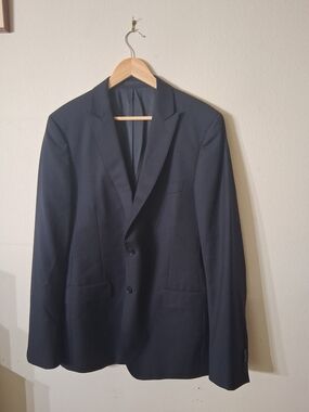Calvin Klein Navy Blue 2-Piece Suit Jacket & Pants Men's Pre-Owned Measurements